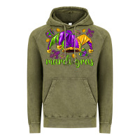 Vintage Olive Mardi Gras with jester Vintage Hoodie - NancyCooperArtShop