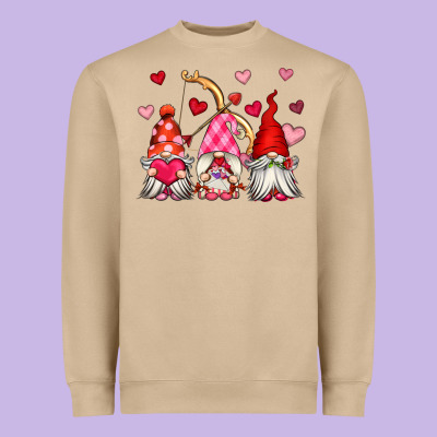 Valentine's Day Gnomes Heavyweight Sweatshirt Designed By Oliviacreatesart