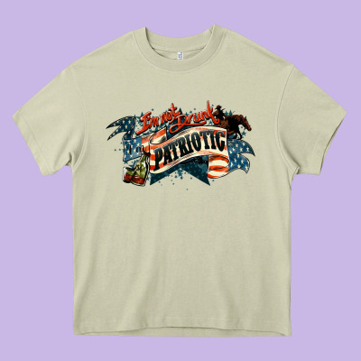 Patriotic Drunk America Heavy Core Tee Designed By Nancycooperartshop
