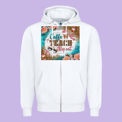 Coffee Teach Repeat Tumbler Zipper Hoodie Designed By Bundleandbundleshop