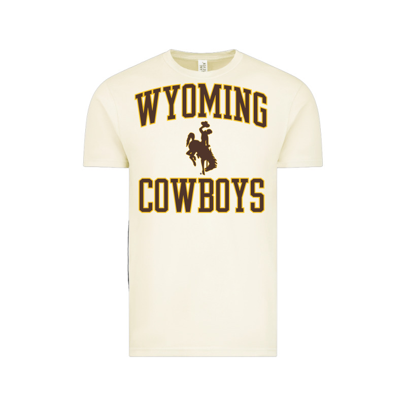 Wyoming Cowboys Men's Apparel Gameday Arch Over Cowboys Sweat Vintage Tee by longCreatives | Teevron