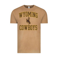Vintage Camel Wyoming Cowboys Men's Apparel Gameday Arch Over Cowboys Sweat Vintage Tee - longCreatives