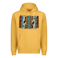 Mustard tool leather leopard cowhide backround Premium Hoodie - RanaPortraitStore