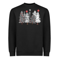 Black And White Christmas Trees With Lights Heavyweight Sweatshirt | Teevron