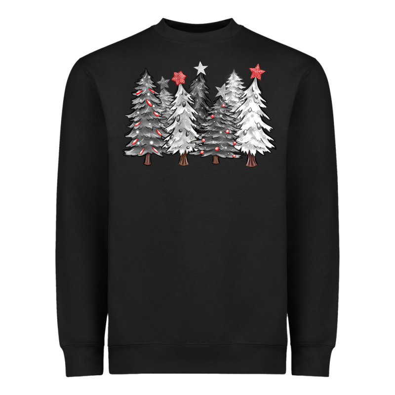 Black And White Christmas Trees With Lights Heavyweight Sweatshirt by FaDigitalArtStudio | Teevron