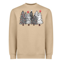 Mushroom black and white christmas trees with lights Heavyweight Sweatshirt - FaDigitalArtStudio