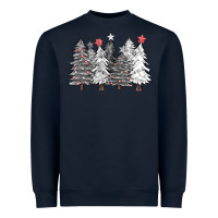 Navy black and white christmas trees with lights Heavyweight Sweatshirt - FaDigitalArtStudio