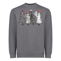 Storm black and white christmas trees with lights Heavyweight Sweatshirt - FaDigitalArtStudio