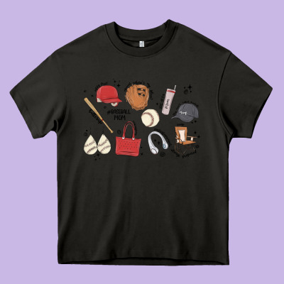 Baseball Mom Heavy Core Tee Designed By Maliassmallbusiness