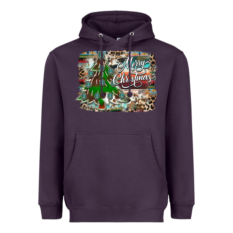 Merry Christmas Tree Western Heavyweight Hoodie by CowhideDigitalArt | Teevron