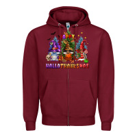 Burgundy happy hallothanksmas Zipper Hoodie - FaDigitalArtStudio