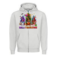 Dove Grey happy hallothanksmas Zipper Hoodie - FaDigitalArtStudio