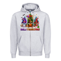 Heather Grey happy hallothanksmas Zipper Hoodie - FaDigitalArtStudio