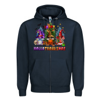 Navy happy hallothanksmas Zipper Hoodie - FaDigitalArtStudio