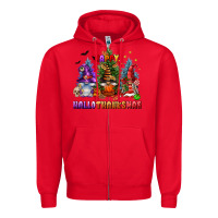 Red happy hallothanksmas Zipper Hoodie - FaDigitalArtStudio