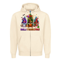 Sandshell happy hallothanksmas Zipper Hoodie - FaDigitalArtStudio