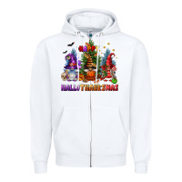 White happy hallothanksmas Zipper Hoodie - FaDigitalArtStudio