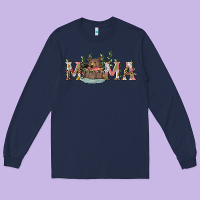 Mama With Bear And Daisy Long Sleeve Tee Designed By Ranaportraitstore