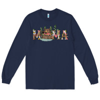 Navy Mama with bear and daisy Long Sleeve Tee - RanaPortraitStore