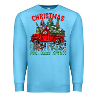 Ocean Blue christmas tree farm truck Premium Sweatshirt - CowhideDigitalArt