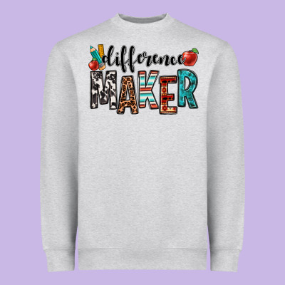 Difference Maker Teacher Heavyweight Sweatshirt Designed By Oliviacreatesart