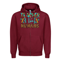 Burgundy teacher of tiny humans Zipper Hoodie - BundleAndBundleShop
