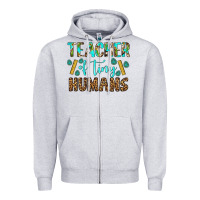 Heather Grey teacher of tiny humans Zipper Hoodie - BundleAndBundleShop