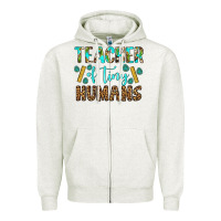 Oatmeal Heather teacher of tiny humans Zipper Hoodie - BundleAndBundleShop