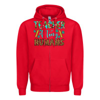 Red teacher of tiny humans Zipper Hoodie - BundleAndBundleShop