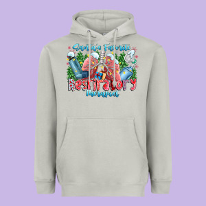 Santa's Favorite Respiratory Therapist Heavyweight Hoodie Designed By Cowhidedigitalart