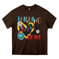 Chocolate Brown teaching is a work of heart Heavy Core Tee - NancyCooperArtShop