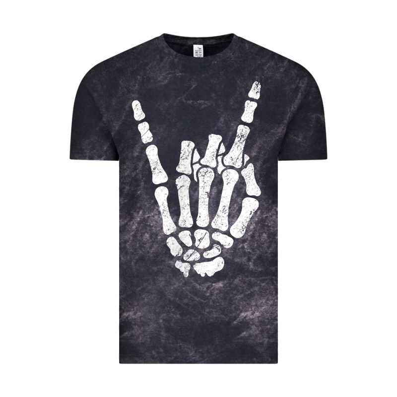 Rock Hand Sign Skeleton Rock N Roll Halloween Faux Pocket Vintage Tee by longCreatives | Teevron