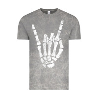 Cloud Rock Rock Hand Sign Skeleton Rock N Roll Halloween Faux Pocket Vintage Tee - longCreatives