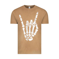 Vintage Camel Rock Hand Sign Skeleton Rock N Roll Halloween Faux Pocket Vintage Tee - longCreatives