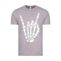 Vintage Zinc Rock Hand Sign Skeleton Rock N Roll Halloween Faux Pocket Vintage Tee - longCreatives
