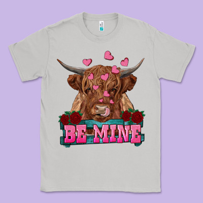 Be Mine Highland Cow Classic Tee Designed By Ranaportraitstore