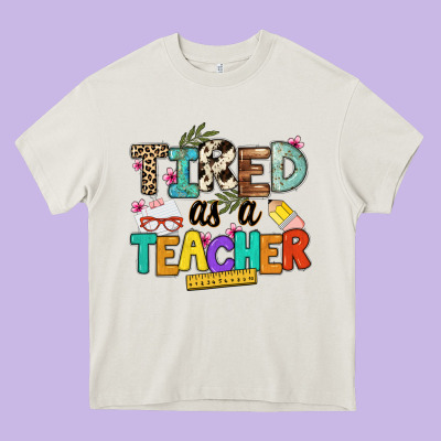 Tired As A Teacher Heavy Core Tee Designed By Nancycooperartshop