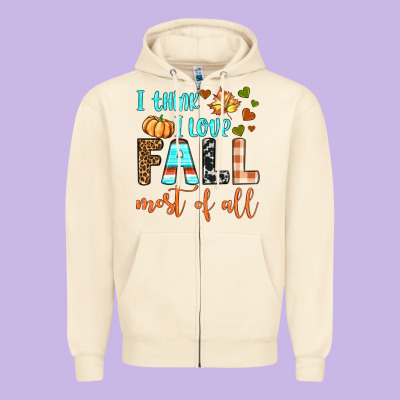 I Think I Love Fall Most Of All Zipper Hoodie Designed By Bundleandbundleshop