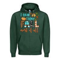 Sports Green i think i love fall most of all Zipper Hoodie - BundleAndBundleShop