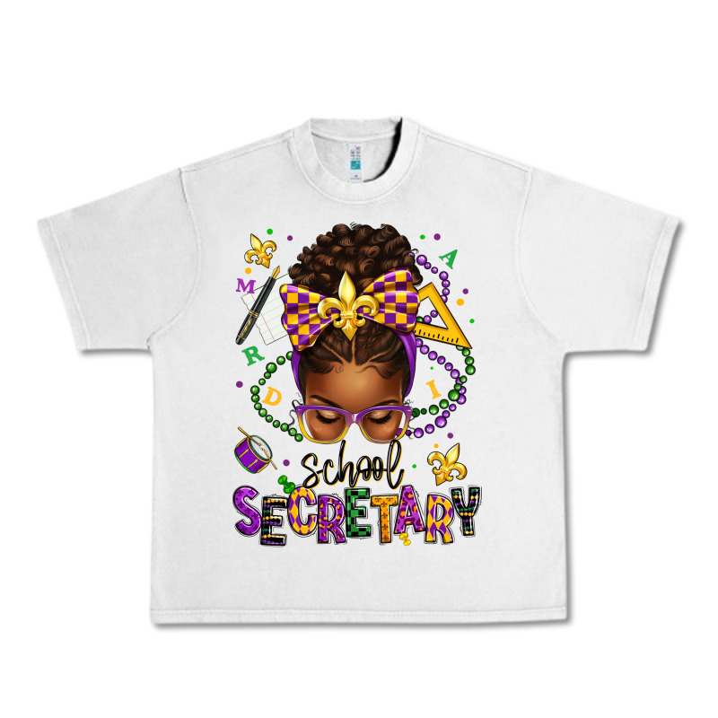 Mardi Gras School Secretary Afro Messy Bun Urban Heavy Tee by texasbilliewilder | Teevron