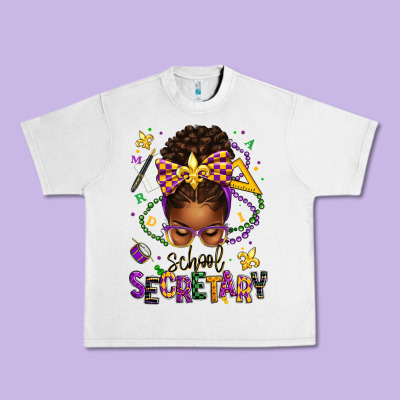 Mardi Gras School Secretary Afro Messy Bun Urban Heavy Tee Designed By Texasbilliewilder