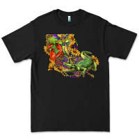 Black louisiana map with mardi gras crocodile Premium Tee - RanaPortraitStore