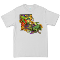 Dove Grey louisiana map with mardi gras crocodile Premium Tee - RanaPortraitStore