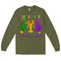 Army Green I'm just here for the Crawfish Long Sleeve Tee - HowdyJamesFarm