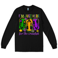 Black I'm just here for the Crawfish Long Sleeve Tee - HowdyJamesFarm