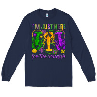 Navy I'm just here for the Crawfish Long Sleeve Tee - HowdyJamesFarm