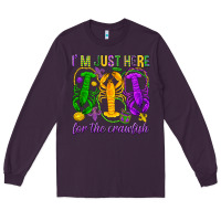 Plum I'm just here for the Crawfish Long Sleeve Tee - HowdyJamesFarm