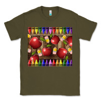 Army Green Crayons And Apples Classic Tee - LillyAllenDesigns