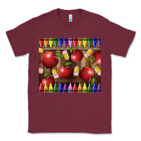 Burgundy Crayons And Apples Classic Tee - LillyAllenDesigns