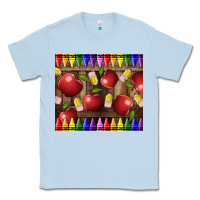 Dusty Blue Crayons And Apples Classic Tee - LillyAllenDesigns